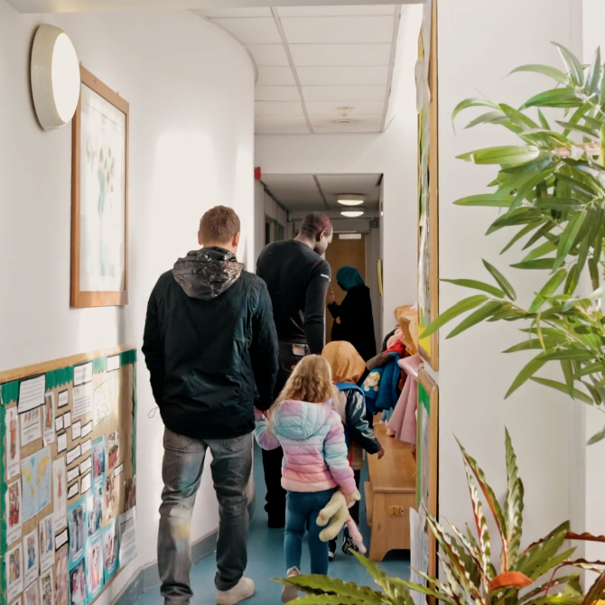 Children finishing their nursery day at Tiny Toez